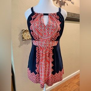 ☘️INC salmon and dark blue top size M